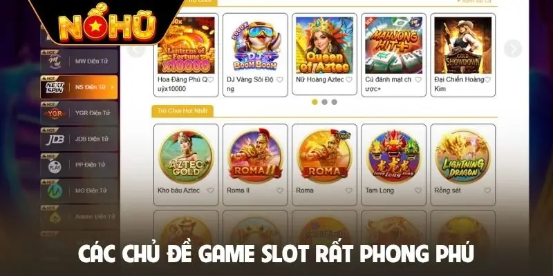 Các chủ đề game slot rất phong phú